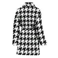 thumbnail image 2 of Black And White Houndstooth Women Bathrobe One Size Univeral Fits Fashion Lightweight Plush Fleece Long Robe For Women, 2 of 3