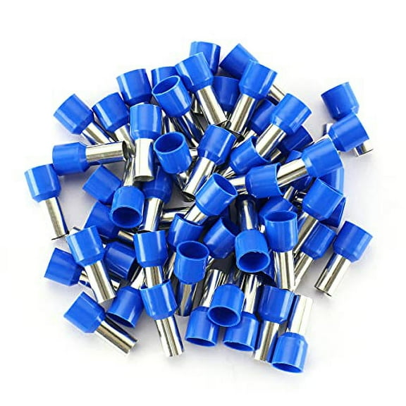 AWG 6/16.0mm² Wire Copper Crimp Connector Insulated Ferrule Pin Cord End Terminal E16-12 Blue Pack of 100