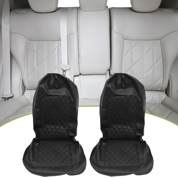 WASHWEPE 9Pcs PU Car Seat Cover Black Seat Protection for All Seasons Car Owners