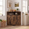 thumbnail image 2 of Jableast 33" Tall Farmhouse Corner Cabinet with Barn Door Design, Wooden Storage Cabinet with Open Display Shelf, Bathroom Cabinet with Hidden Storage for Living Room, Kitchen, Bathroom, Rustic Brown, 2 of 9