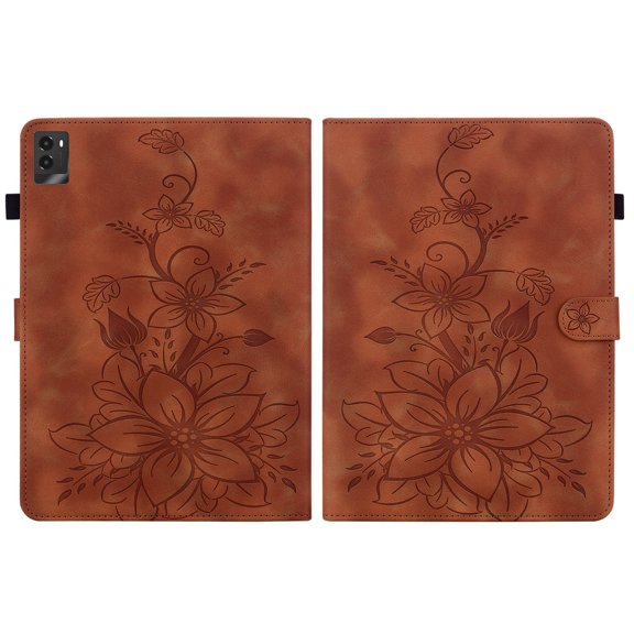 FJLBDE Case for Lenovo Legion Y700 (2025) 3rd Gen TB-321FC 8.8 inch, Embossed Flower PU Leather Flip Wallet Folio Stand Cover, Brown