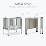 Dream On Me 2-in-1 Lightweight Folding Portable Crib, Pebble Grey ...