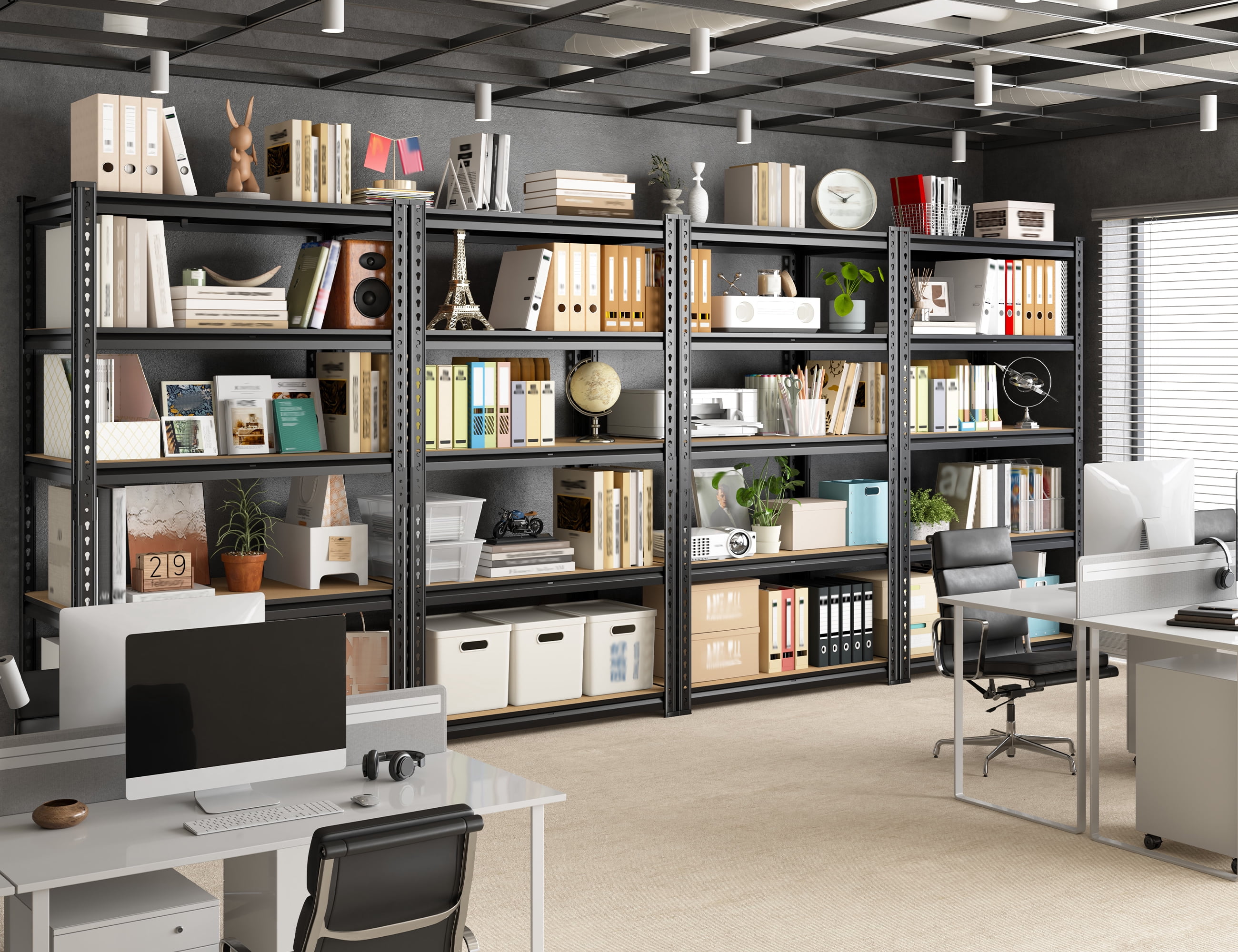 REIBII 5 Tier Garage Shelving Heavy Duty 2000LBS Storage Shelves Units,28"Lx12"Wx60"H