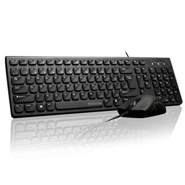 black wired keyboard and mouse set home office game mouse and keyboard