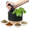 thumbnail image 2 of Mortar and Pestle Set with Wood Base, Polished Non Scratch Marble Granite Grinder Bowl, Black, 2 of 7