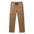 thumbnail image 3 of Liuinsasek Men's Straight Leg Cargo Pants Drawstring Elastic with Multi-Pockets Waist Casual Loose Outdoor Sports Long Pants, 3 of 7