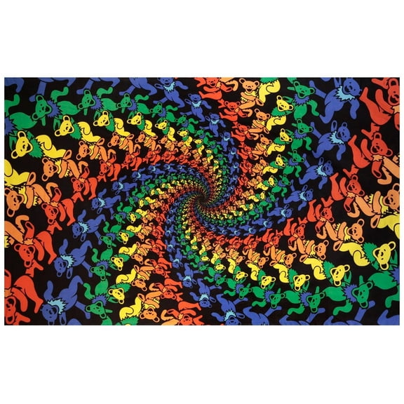 Sunshine Joy Grateful Dead 3D Dancing Bears Spiral Tapestry Tablecloth Wall Art Beach Sheet Huge 60x90 Inches - Amazing 3D Effects