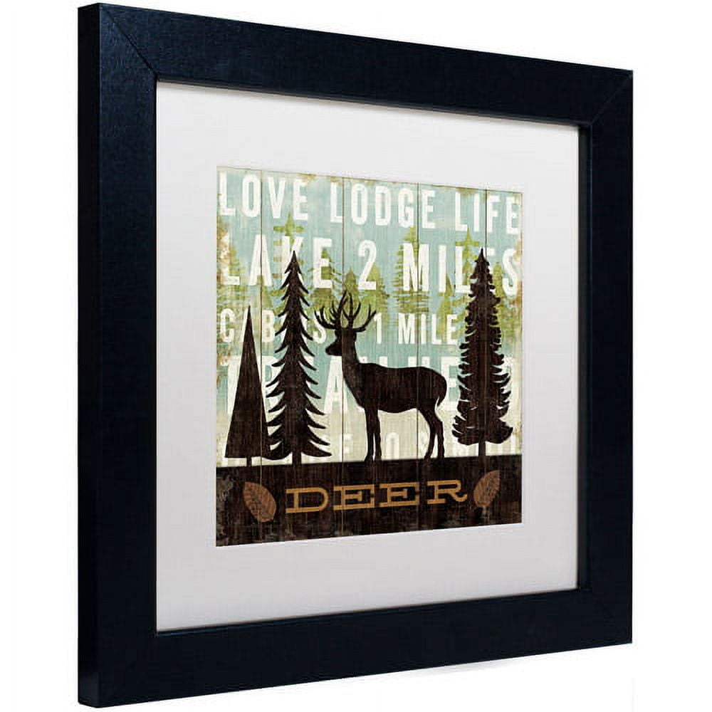 Trademark Fine Art "Simple Living Deer" Canvas Art by Michael Mullan, White Matte, Black Frame
