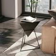 thumbnail image 4 of COZAYH Modern Geometric End Table with Wooden Top and Metal Base, Unique Pyramid Side Table Plant Stand for Office, Living Room, Bedroom, Triangle, Black, 4 of 6