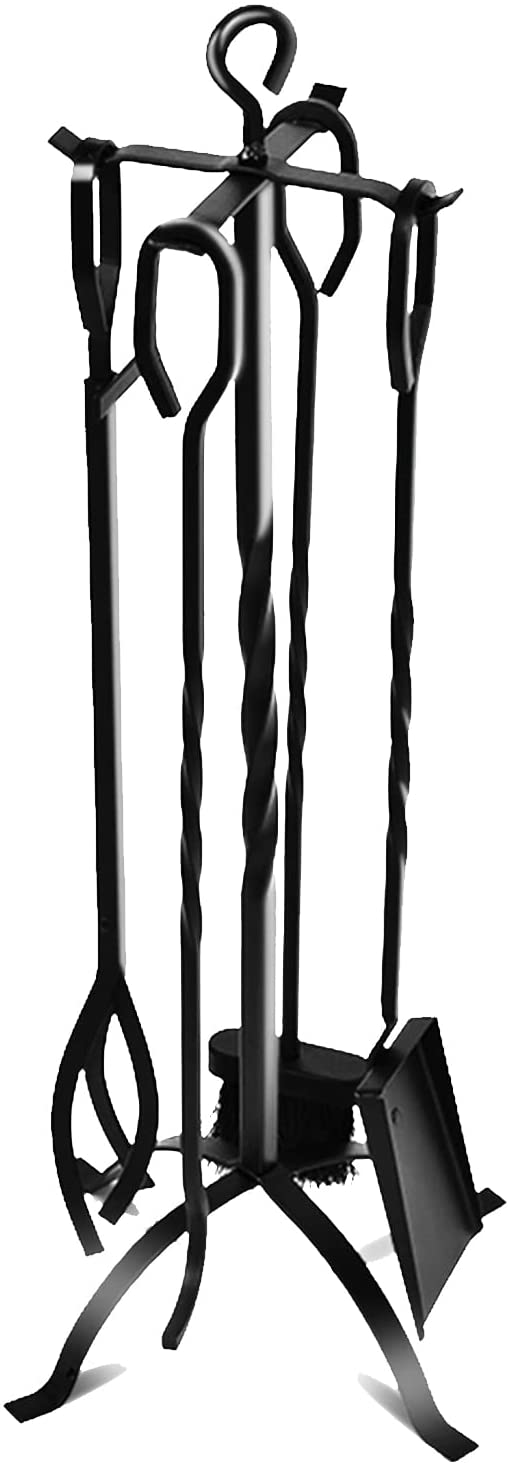 5Piece Fireplace Tools Set 31’’, Heavy Duty Wrought Iron Fire Place