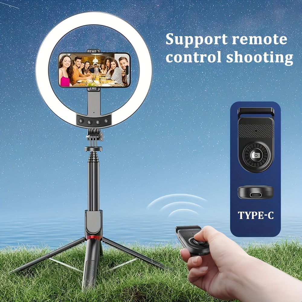 Portable RGB Ring Light with Stand, Selfie Stick, Dual Remotes & Built-in Battery for Live Streaming & Outdoor Events