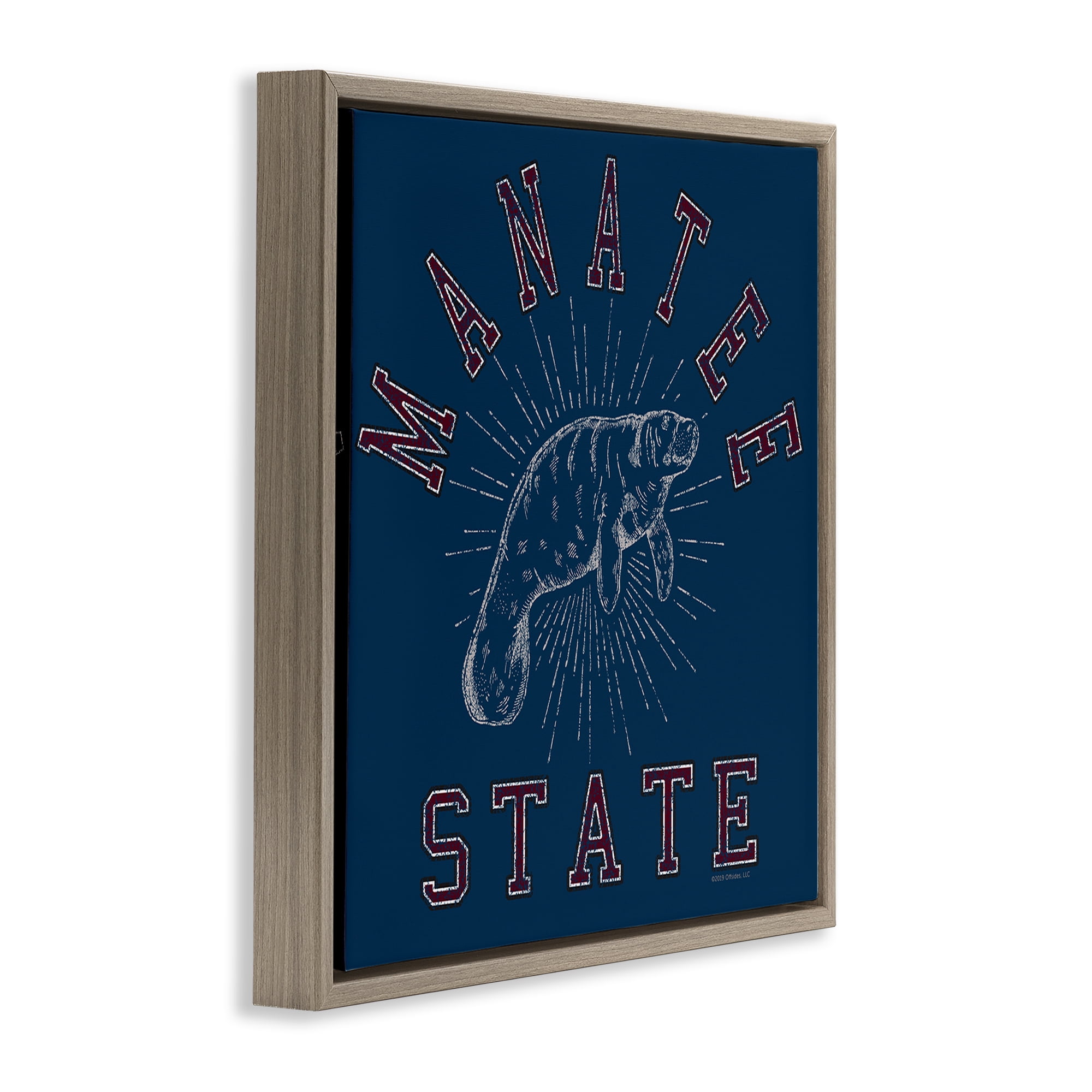 Stupell Industries Vintage Manatee State Animals Painting Brown Floater Framed Canvas Art Print Wall Art, 25 x 25
