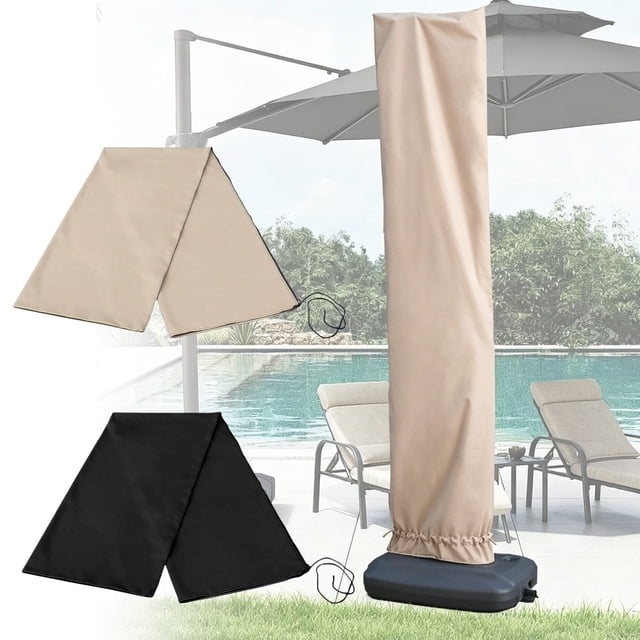 Heavy Duty Patio Umbrella Cover Cloth Storage Bag with Drawstring Closure - Waterproof Sun Rain Protection for Center Pole, JKODE