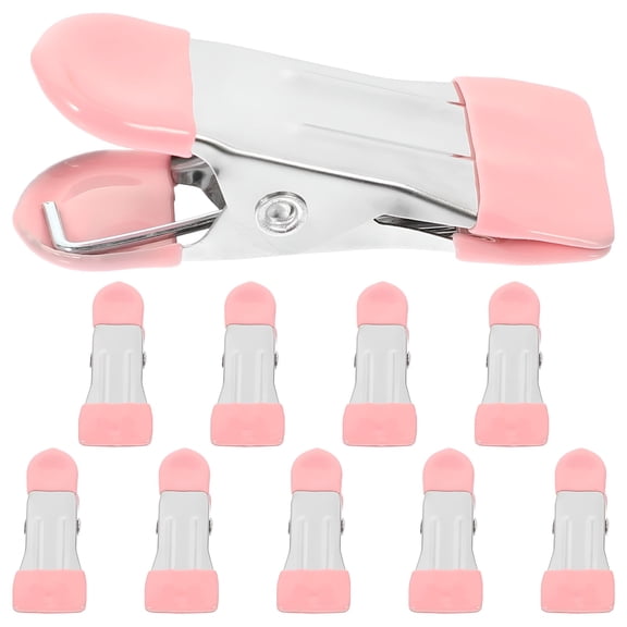 ACDANC 10pcs Pink Stainless Steel Multipurpose Chip Clips for Outdoor Use Large Clamping Space