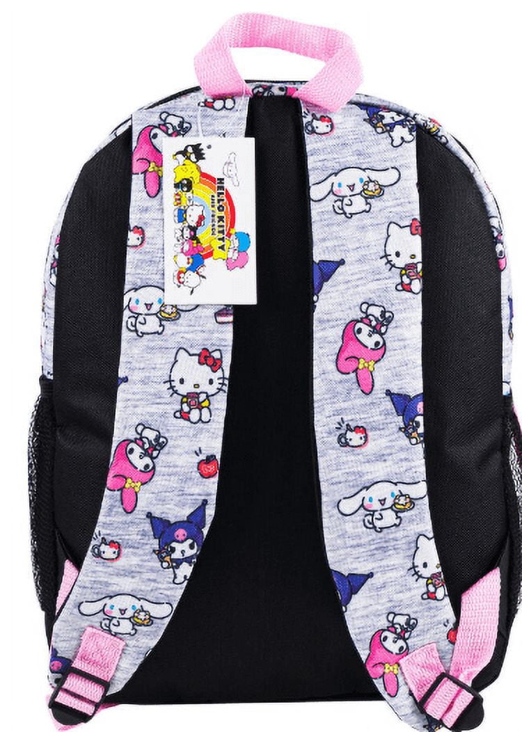Hello Kitty My Melody, Kuromi, All-over Print Large 16 inches School Backpack - Perfect for Bookbag for All Ages