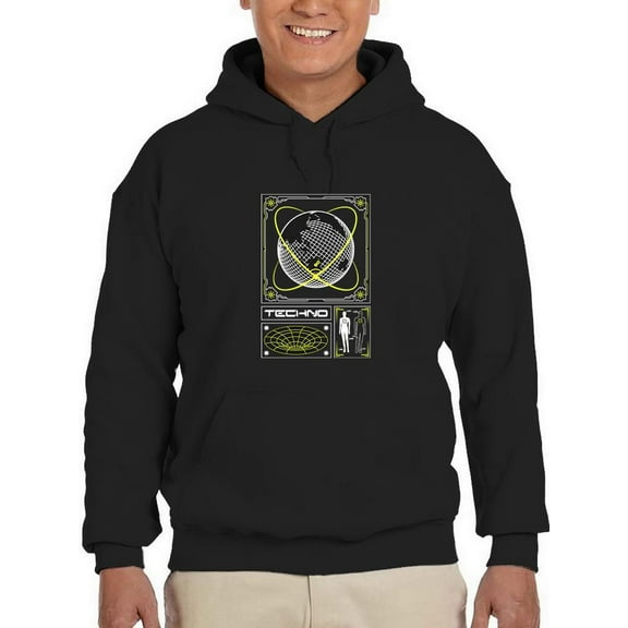 Earth Sphere Techno Style Hoodie Men -Image by Shutterstock, Male XX-Large