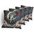 thumbnail image 5 of Ambesonne Cat Throw Pillow Cover 4 Pack, Toasting Romantic Moon Hearts, 24", Dark Night Blue Vermilion, 5 of 7