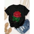 thumbnail image 2 of Rose Print Women's T-Shirt, Valentine's Day Gift Casual Fashion Comfortable Soft Sports Fitness Everyday Outdoor Breathable Crew Neck Short Sleeve T-Shirt, 2 of 6