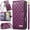 Purple, variant on for Motorola Moto G56 Leather Phone Case Zipper Wallet Classic Diamond Quilted Stitched, Card Slot Cash Holder, Magnetic Clasp, Golden Bow Tie, Shoulder Wrist Strap