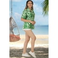 thumbnail image 3 of HAPPY BAY Women's Button Down Blouses Casual Tops Summer Beach Party Blouse Shirt Dressy Short Sleeve Vacation Shirts Hawaiian T Shirts for Women XXL Floral, Green, 3 of 5