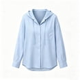 thumbnail image 4 of Textilo Women's Cotton Linen Hoodie Long Sleeve Button Down Hooded Shirts with Pocket Sun Protection Blouse Casual Summer Vacation Beach Lightweight 2026 Clothing,Sky Blue S, 4 of 5