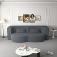 thumbnail image 4 of Modern Floor Sofa with 2 Pillows,Convertible Teddy Fabric Foam-Filled Sleeper Sofa Bed,15" Full Size Folding Mattress for Living Room,Guest Bed,Playroom,No Assembly Required (Grey), 4 of 12