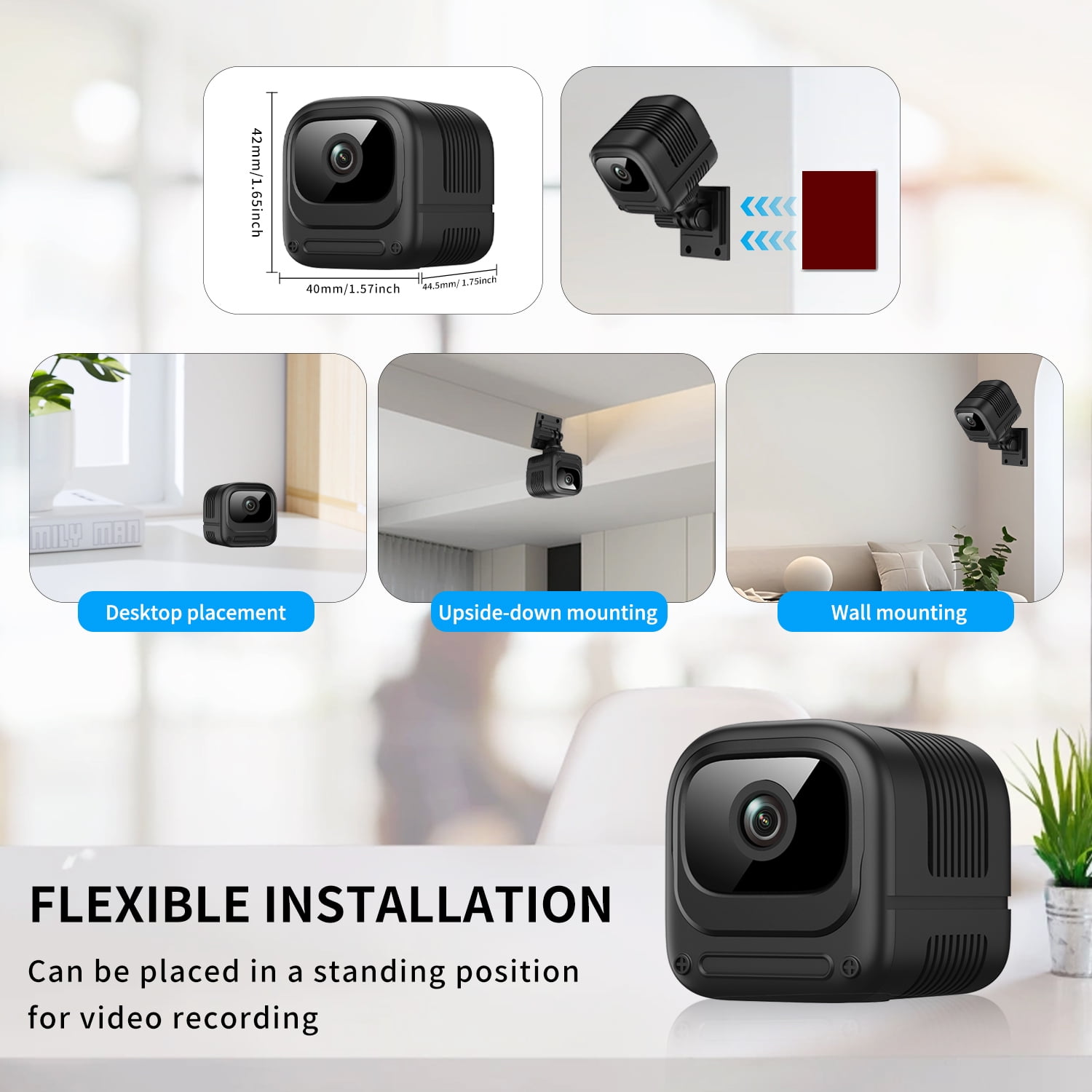 1200mAh Battery WiFi Home Camera - 1080P HD Motion Detection, 5M Night Vision & 130 ° Wide Angle, Dual Storage for Baby/Pet Monitor