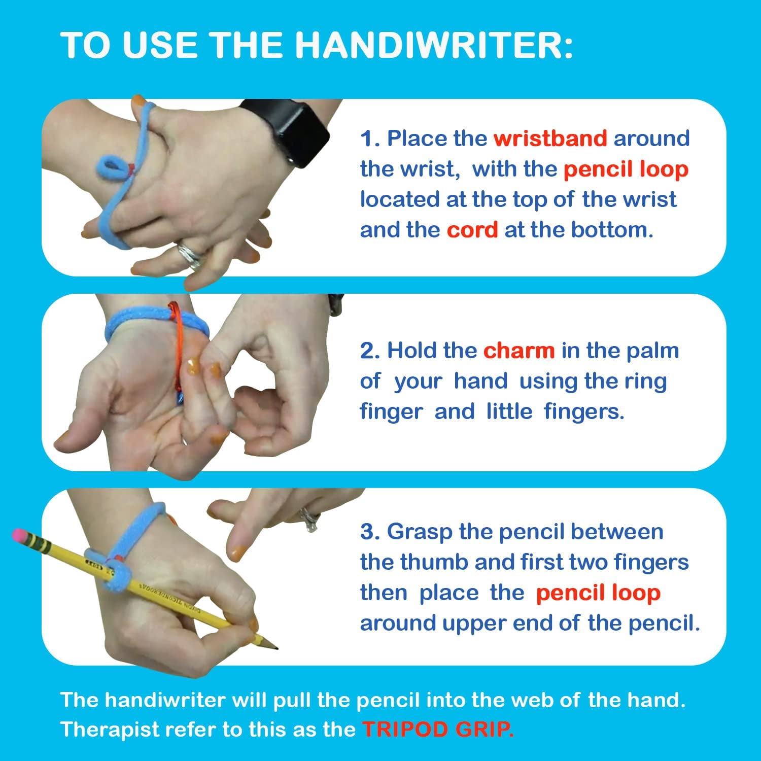 The Original OT Invented & Patented SportWriter, Hand Made in The USA, Handwriting Aid for a Proper Tripod Grip, Finger Position & Better Penmanship. Great for Kindergarten Age & Up (4 Pack)