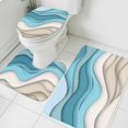 thumbnail image 3 of Aqua Beige Ombre Bath Mat 3 Piece Bathroom Rug Set, Modern Abstract Moire Art Geometric Non Slip Bath Rug Contour Mat and Toilet Lid Cover, Absorbent Shower Mats Soft Bath Rugs and Mats Sets, 3 of 8