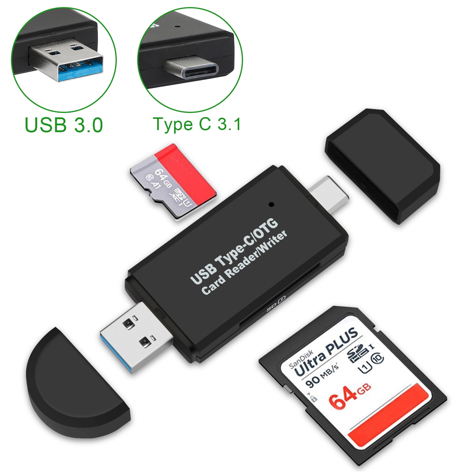Card Reader, TSV 3.0 Type C OTG Adapter Memory Card Reader for SD /Micro SD/TF/SDXC/SDHC/MMC/RS-MMC/Microsdhc/Microsdxc, Camera Flash Card Reader Windows, Linux, Mac OS, Android - Walmart.com