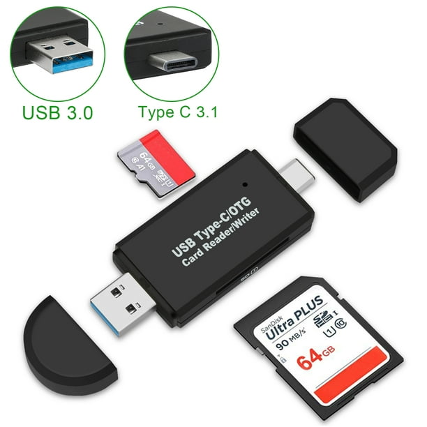 Discriminerend stopcontact ik ben ziek USB SD Card Reader, TSV USB 3.0 Type C OTG Adapter Memory Card Reader for SD/Micro  SD/TF/SDXC/SDHC/MMC/RS-MMC/Microsdhc/Microsdxc, Camera Flash Card Reader  Support Windows, Linux, Mac OS, Android - Walmart.com