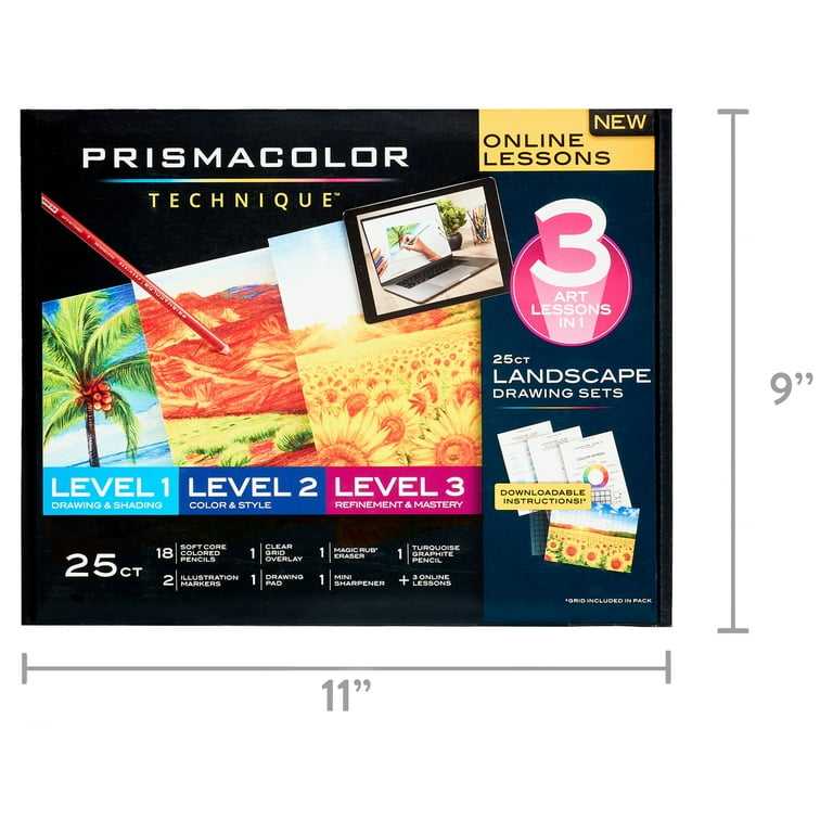 Prismacolor Technique, Art Supplies and Digital Art Lessons, Landscape  Drawing Set, 25 Count, Adult