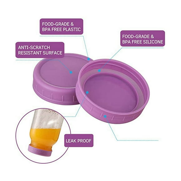 36Pcs Plastic Regular Mouth Jar Lids for Ball, Kerr and More with Rings - Colored Plastic Storage Cap