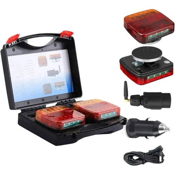 Wireless Trailer Lights,2025 New LED Magnetic Towing Tail Light Wireless LED Trailer Light Kit,Rechargeable Towing Light Kit with Powerful Suction Base for Trucks, Boat, RV, Vehicle