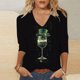 thumbnail image 1 of TaTaai Women Loose Casual V-Neck Top St. Patrick's Day Print 3/4 Sleeve Fashion Tee Ladies Spring Daily Outdoor Wear Soft Comfortable Non-See-Through No Fading Stylish Top Gift, 1 of 5