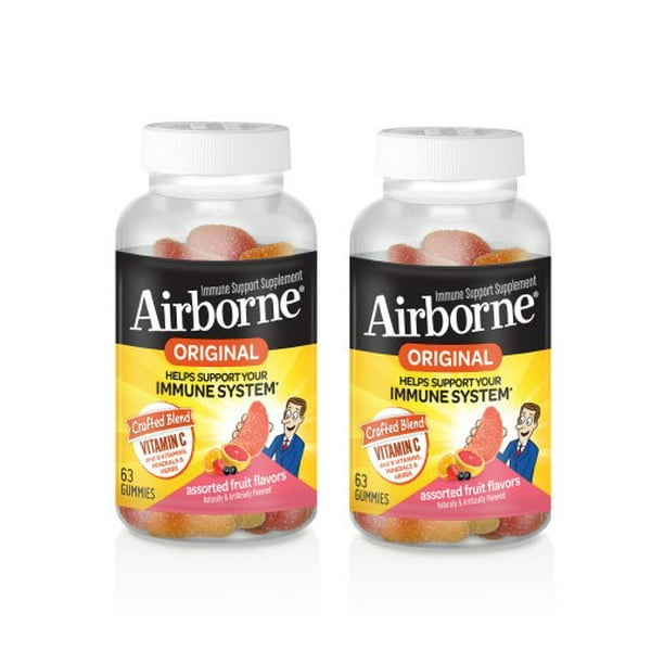 Airborne Assorted Fruit Flavored Gummies, 63 count 750mg of Vitamin C