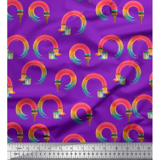 Soimoi Rayon Fabric Swirls & Floral Artistic Decor Fabric Printed Yard 56 Inch Wide