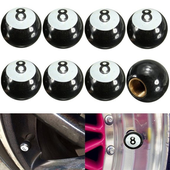 SPRING PARK 4Pcs Car Bike Tire Wheel Schrader Valve Caps Black 8 Motorcycle Tyre Stem Cover