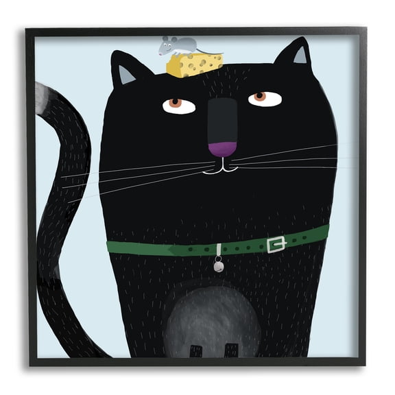 Stupell Industries Cat & Mouse Pet Friends Animals & Insects Painting Black Framed Art Print Wall Art