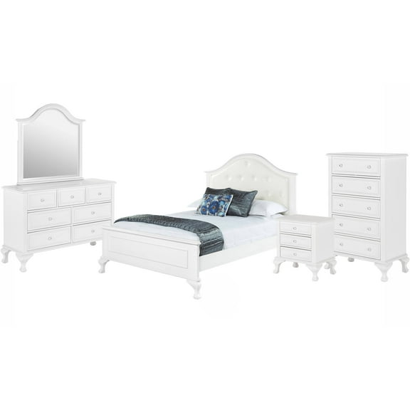 Picket House Furnishings Jenna Full Panel 5 Piece Wood Bedroom Set, White