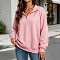 thumbnail image 2 of ZVAVZ Quarter Zip Sweatshirt for Women Lightweight Plus Size Long Sleeve Sweatshirts Fall Winter Fashion Comfy Mock Neck Pullovers Pink L, 2 of 4