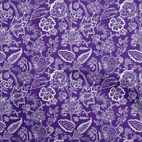 oneOone Cotton Poplin Purple Fabric Jacobean Floral Quilting Supplies Print Sewing Fabric By The Yard 56 Inch Wide