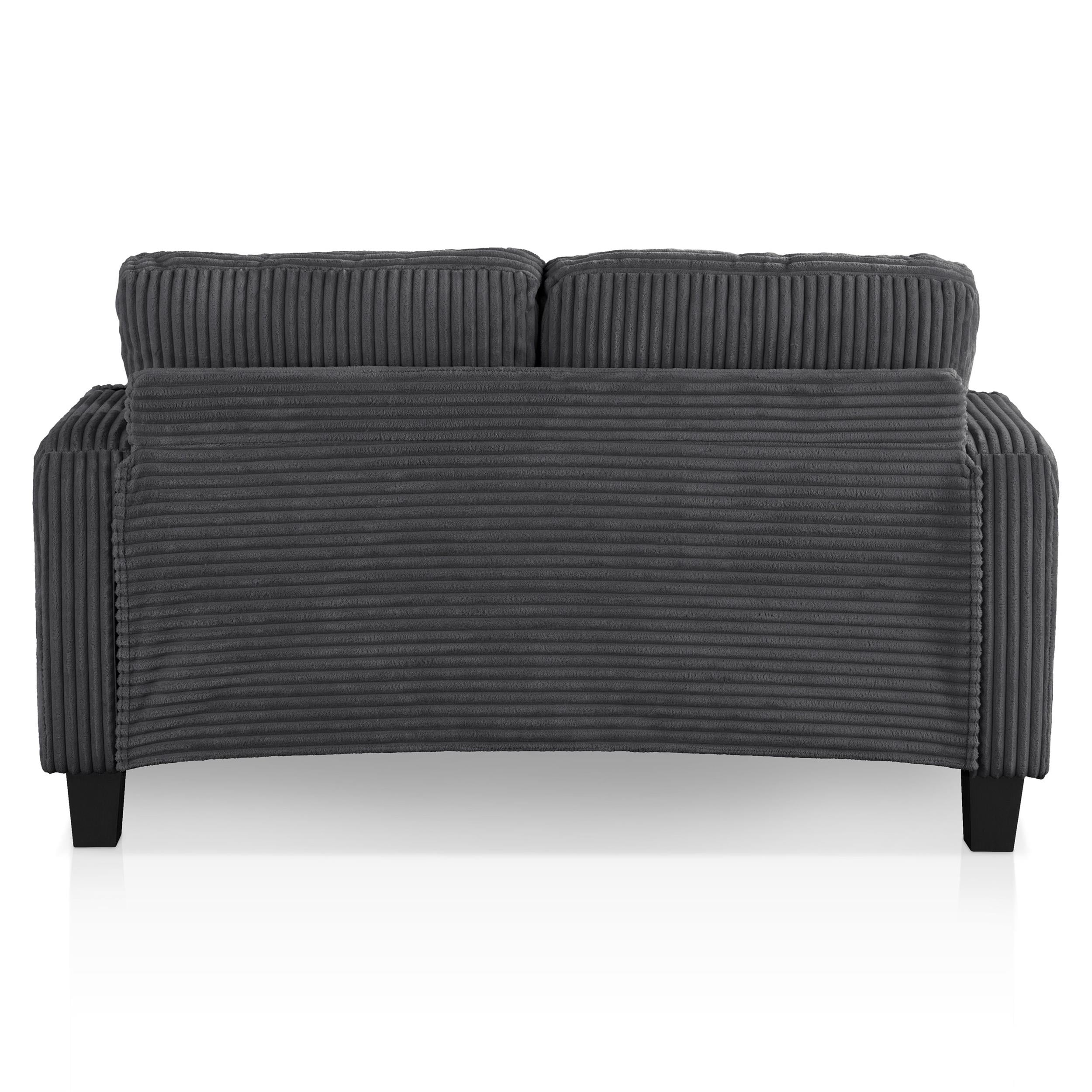 Furniture of America Fayen Modern Small Space Chenille Fabric Loveseat with Pillow, Dark Gray