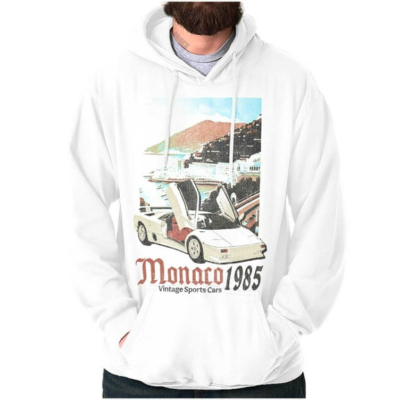 Monaco 1985 Vintage Sports Car Hoodie Hooded Sweatshirt Men Brisco Brands S