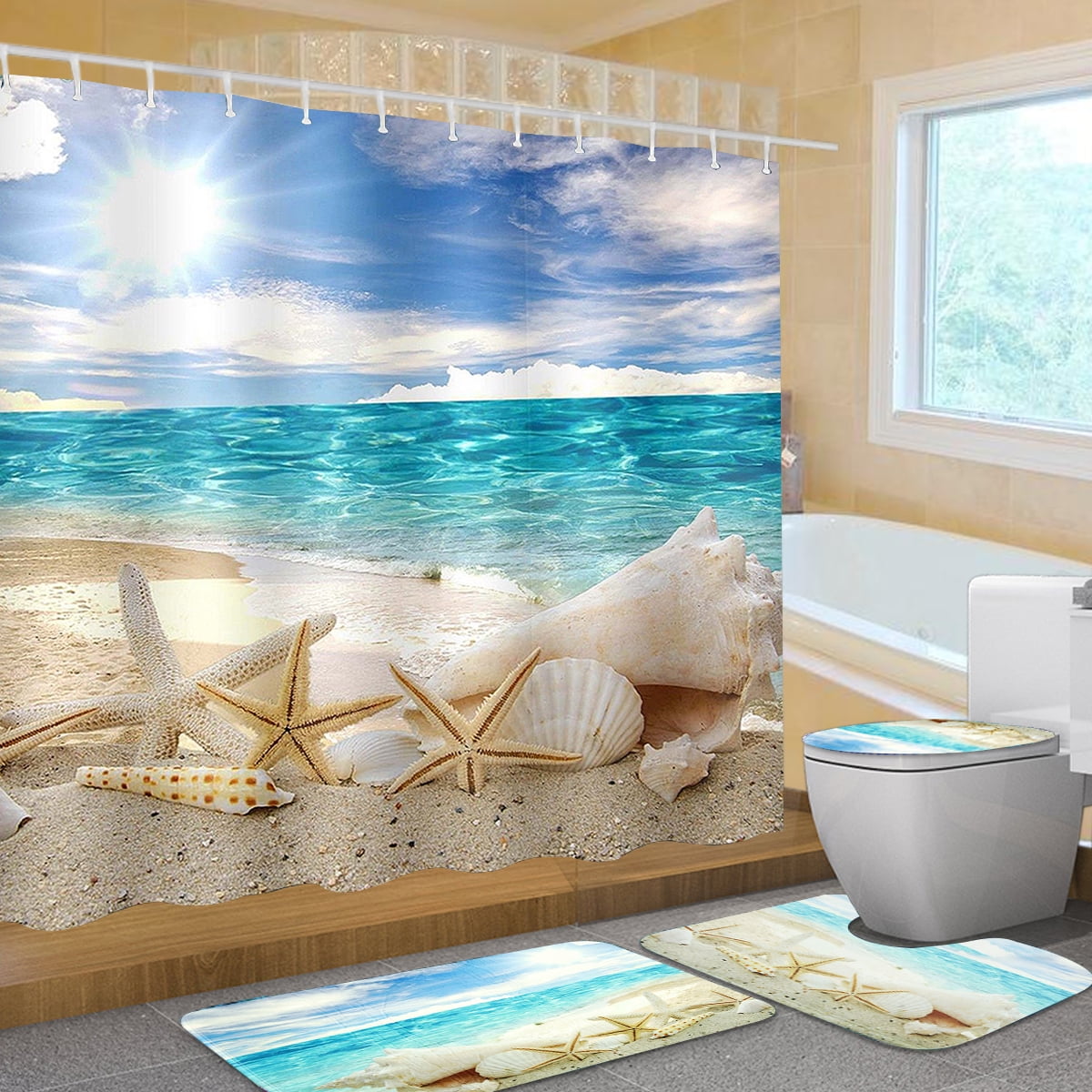 3Pcs Bath Mat Set Non Slip Pedestal Mat Toilet Bathroom Rug Memory Foam Design