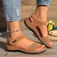 thumbnail image 6 of IEMIEMIEM Womens Orthopedic Walking Sandals Comfortable Arch Support Platform Wedge Thick Memory Foam Cushion Sport Plantar Fasciitis Shoes Ankle Strap Casual Summer Beach Shoes Brown 6.5 Wide, 6 of 7
