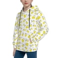thumbnail image 2 of Goofa Yellow Lemon Leaves Pattern Hooded Sweatshirt for Youth Trendy youth sweatshirt Casual Hoodie for Boys and Girls-Small, 2 of 6