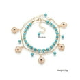 thumbnail image 3 of Bohemian Turquoise Bead Floral Charm Tassel Anklet Handmade, 3 of 5