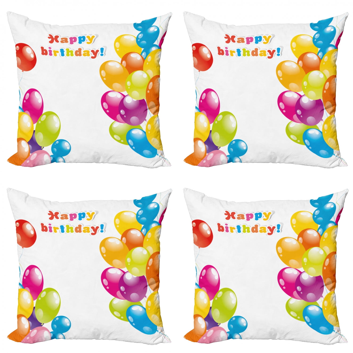 Birthday Throw Pillow Cushion Case Pack of 4, Colorful Mood Flying
