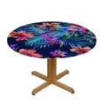 thumbnail image 3 of Nawypu  Tropical Round Fitted Tablecloth, Wrinkle Resistant Palm Leaf Flowers Elastic Edged Table Cover, Washable, 3 of 7